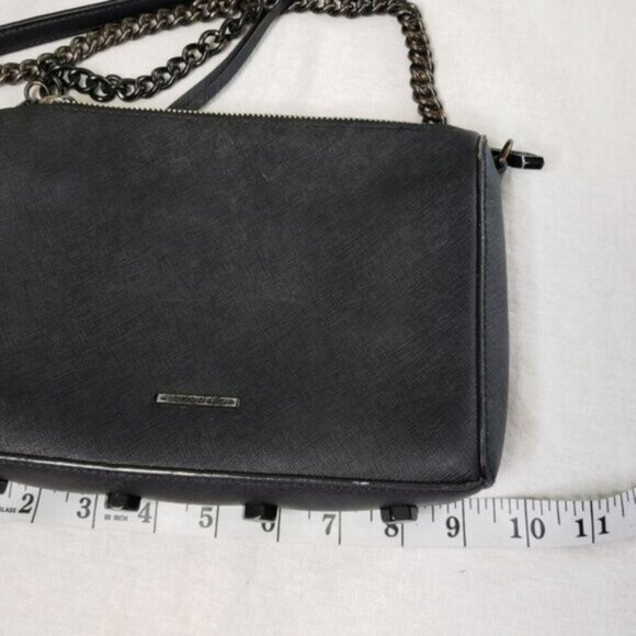 Rebecca Minkoff Avery Black Saffiano Leather Crossbody Bag Purse Studded Chain - Picture 12 of 16
